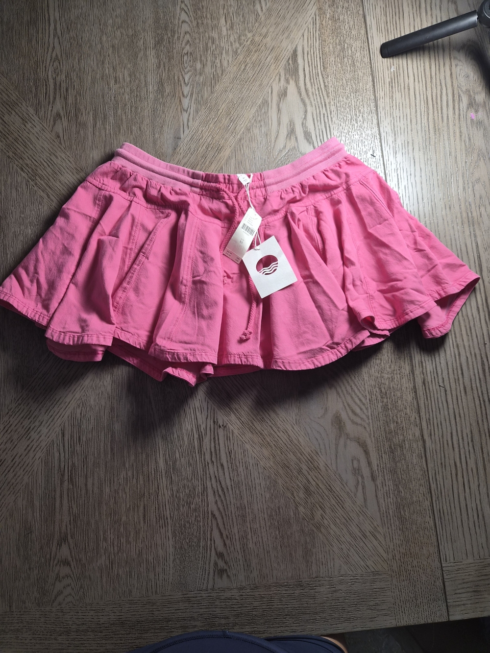 Anthropologie Bright Pink Drawstring Mini Skirt